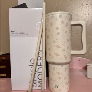 Cream Floral Tumbler Fall Vibes Simple Modern